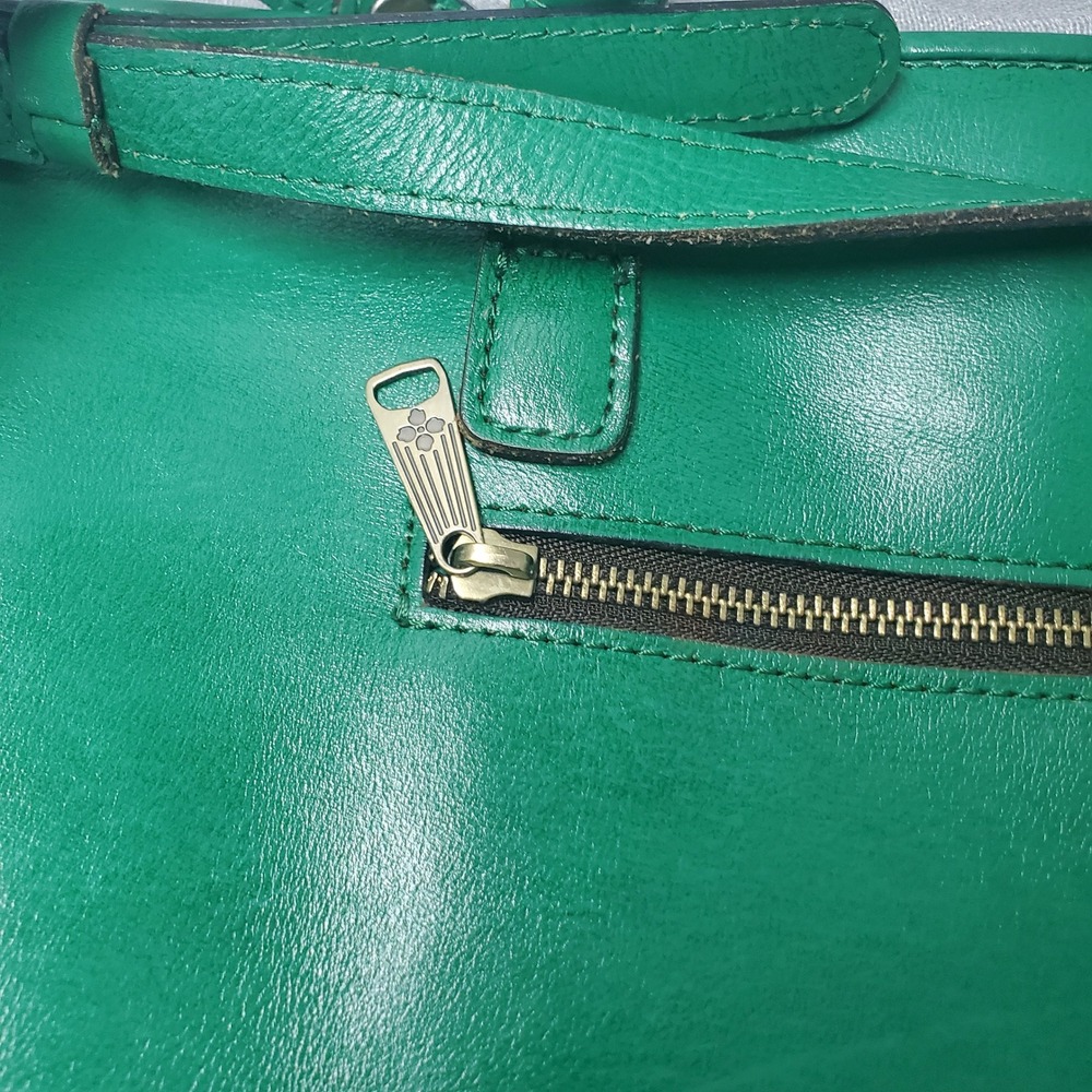 Patricia Nash Adeline Soft Green Leather Floral Embossed Tooled Tote Bag Brass - Picture 4 of 16